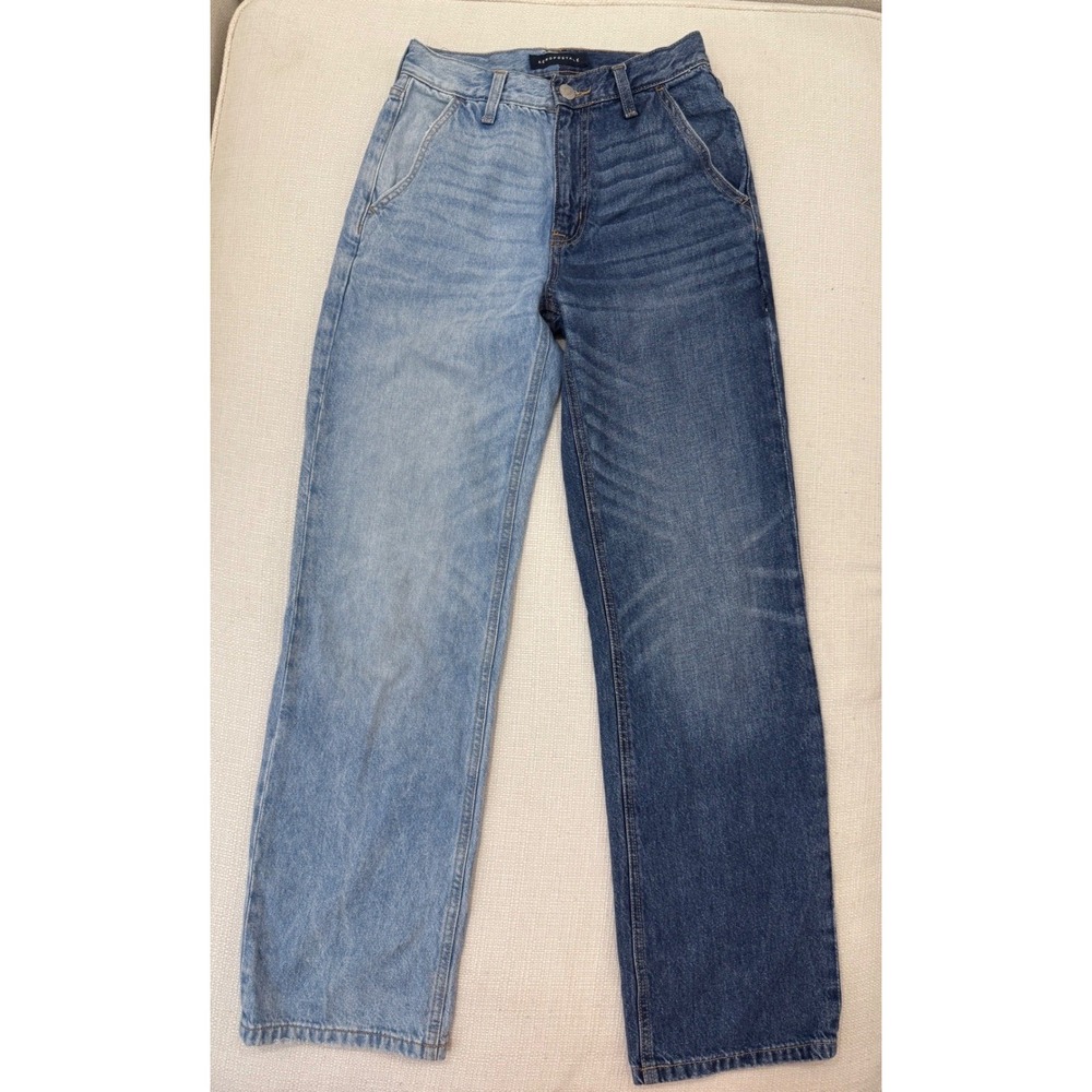 Aeropostale 90s Baggy Jeans Womens 0R Two Tone Colorblock Denim Excellent
